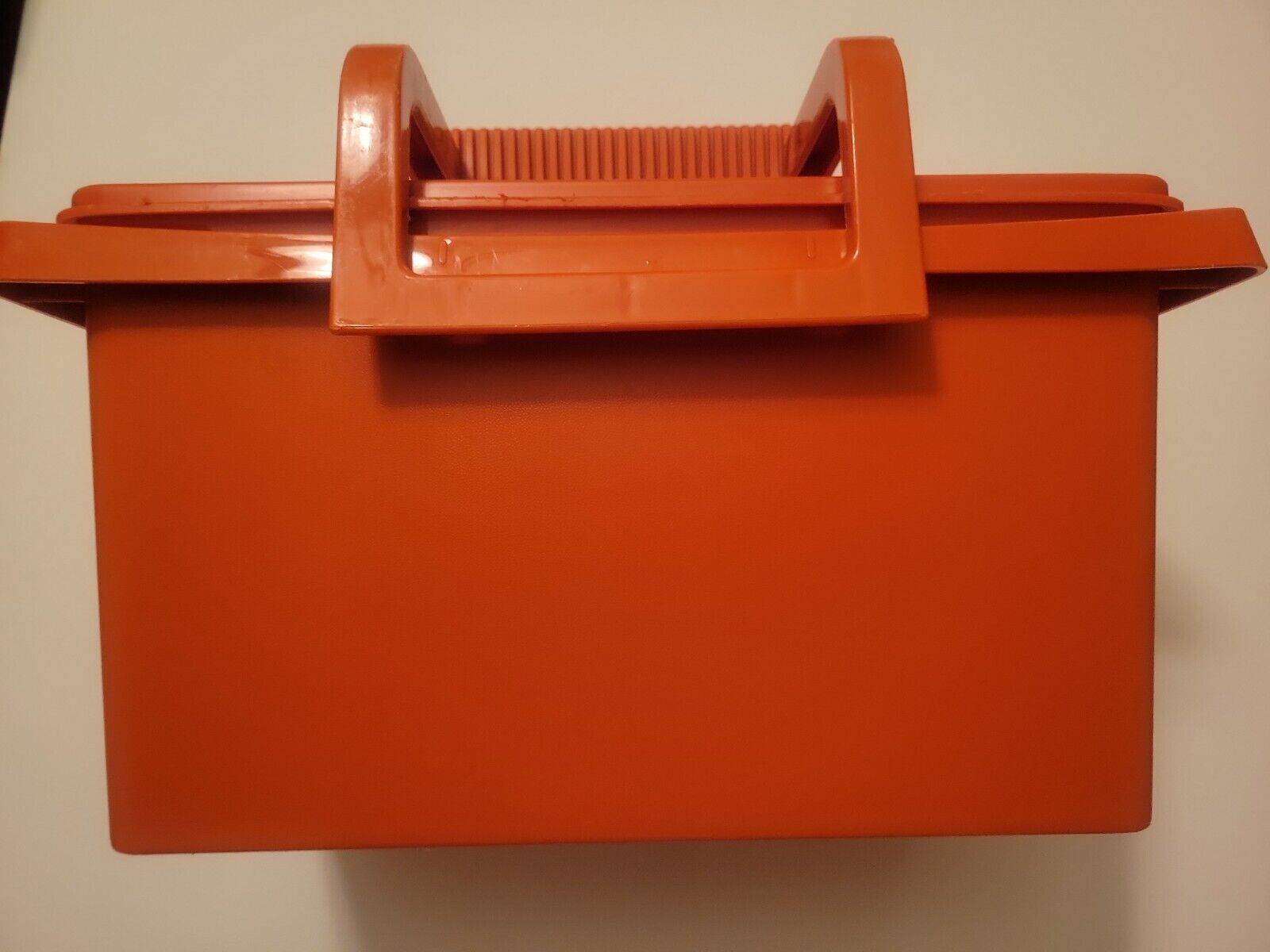 Vintage Tupperware Carry-All Large Storage Container Orange 1431-5 Lid 795-6 EUC