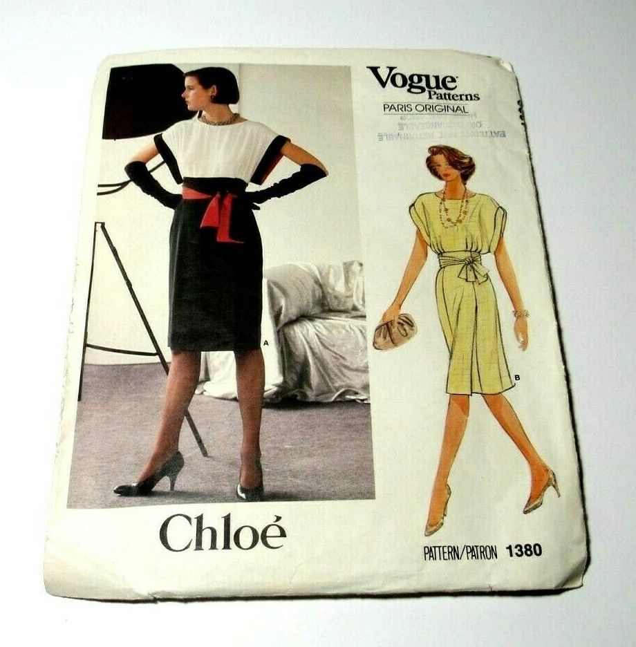 Vogue Paris Original Pattern Chloe #1380 Dress High Waist Back Button Pleats 10