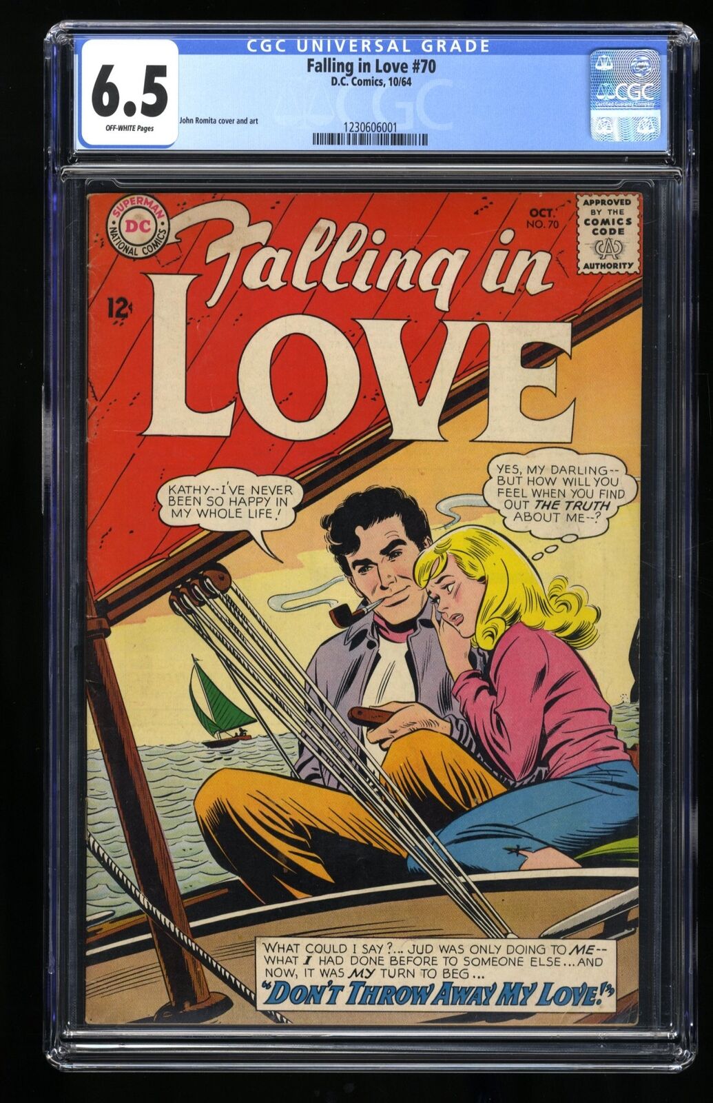Falling In Love #70 CGC FN+ 6.5 Off White John Romita Cover and Art DC Comics