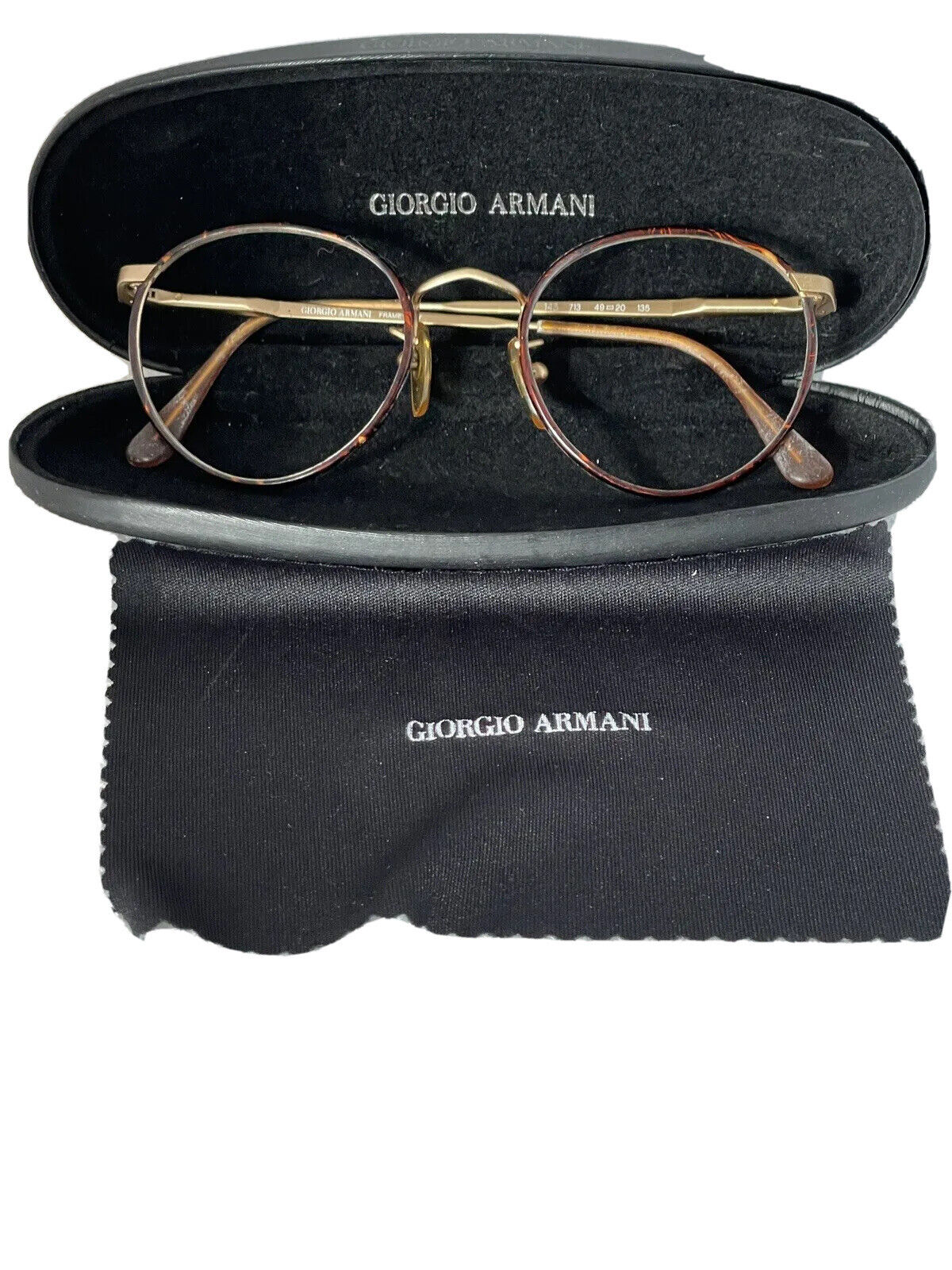 Vintage Giorgio Armani Round 49-20-135 112 713 Tortoise ItaLy Frame Eyeglasses