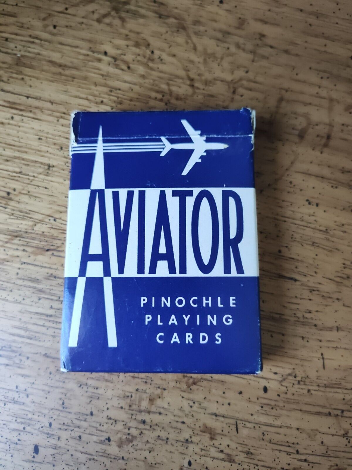 Blue Vintage Aviator Pinochle Playing Cards - Complete Set Air Cushion Finish
