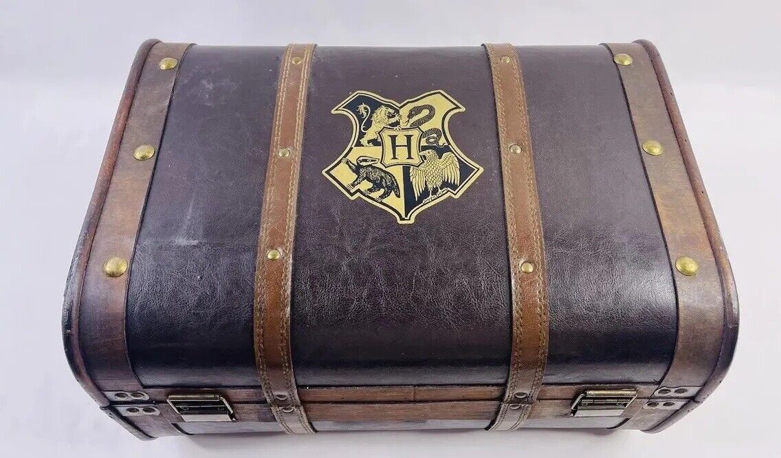 Harry Potter Hogwarts Stationary Leather Wood Luggage Suitcase LARGE Trunk 