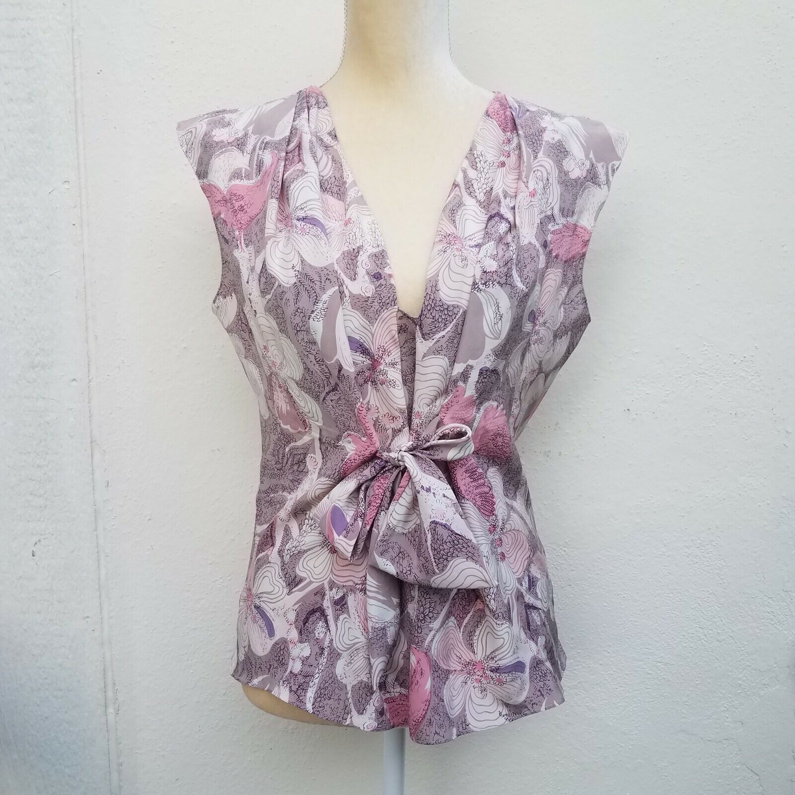 bottega veneta silk floral print blouse size 44