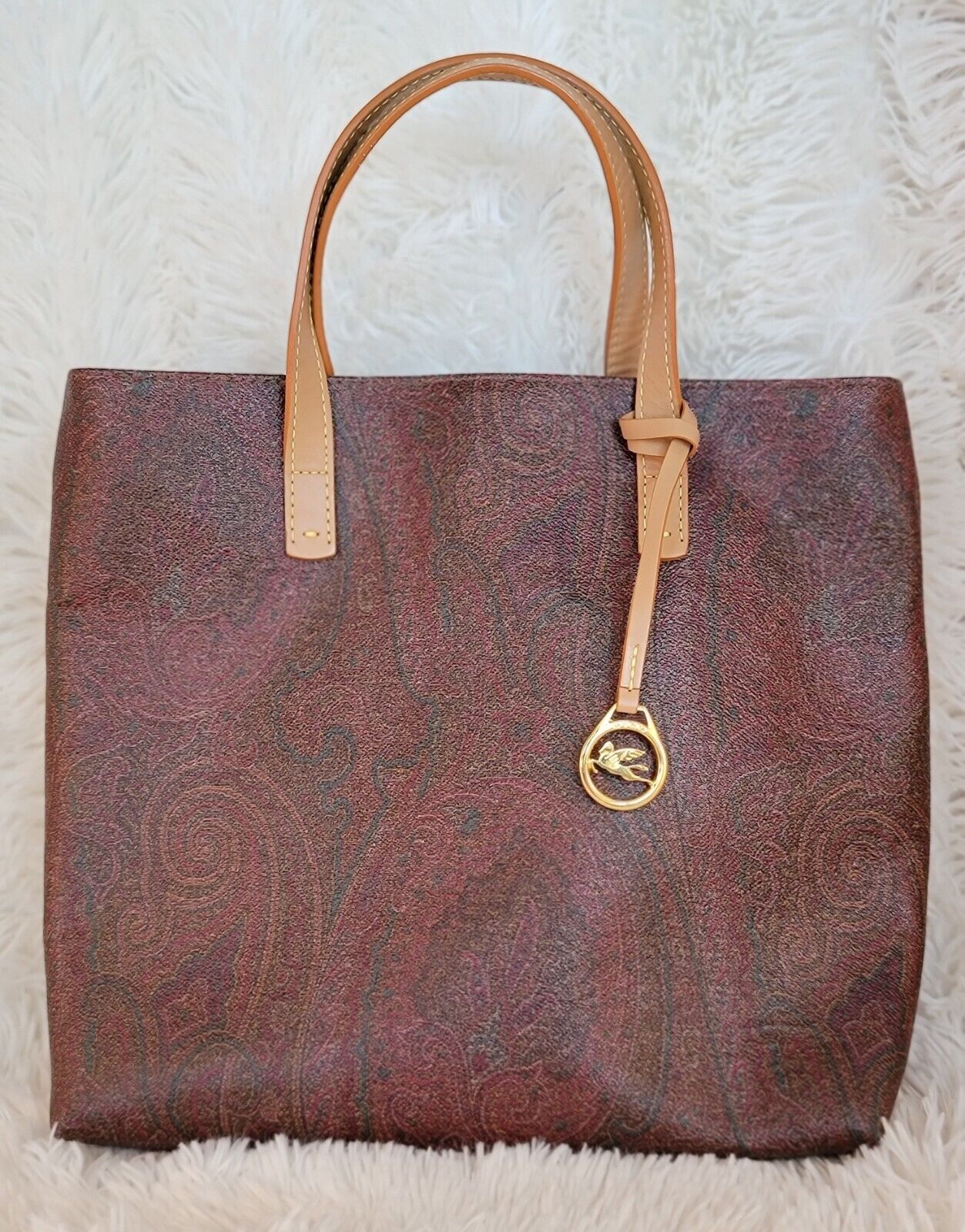 Etro- Made In Italy Brown Paisley Tote W/ Gold Hardware