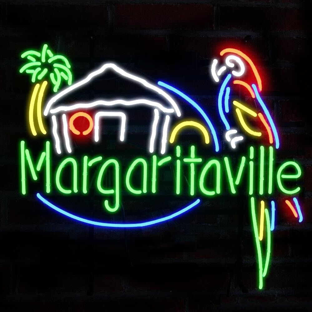 New Jimmy Buffett Parrot Margaritaville Palm Tree Neon Sign 24\