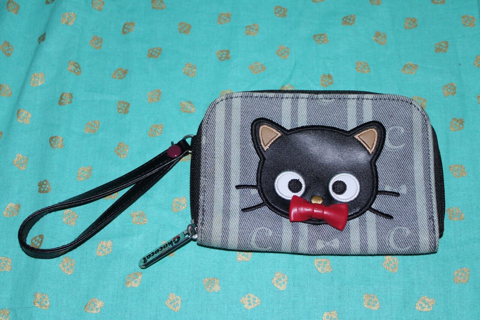 RARE 2004 Sanrio Chococat black cat gray bowtie wallet wristlet purse