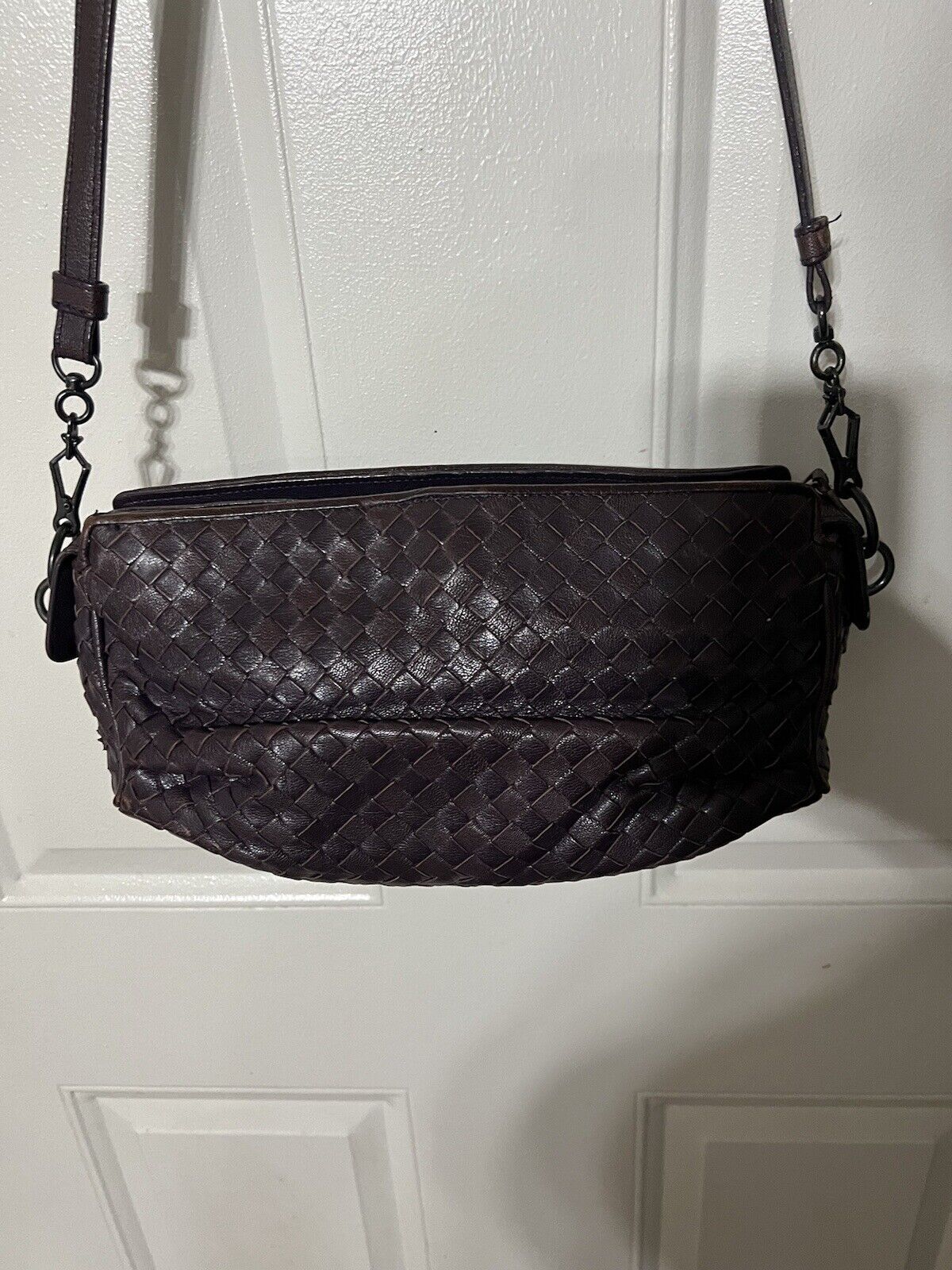BOTTEGA VENETA Intrecciato Leather shoulder bag Purple Brown From Italy