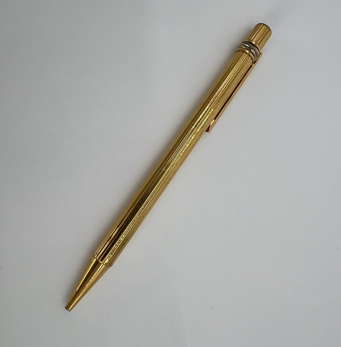 Must de CARTIER Trinity Rings Gold Plated Ballpoint Pen Made in France Vendome