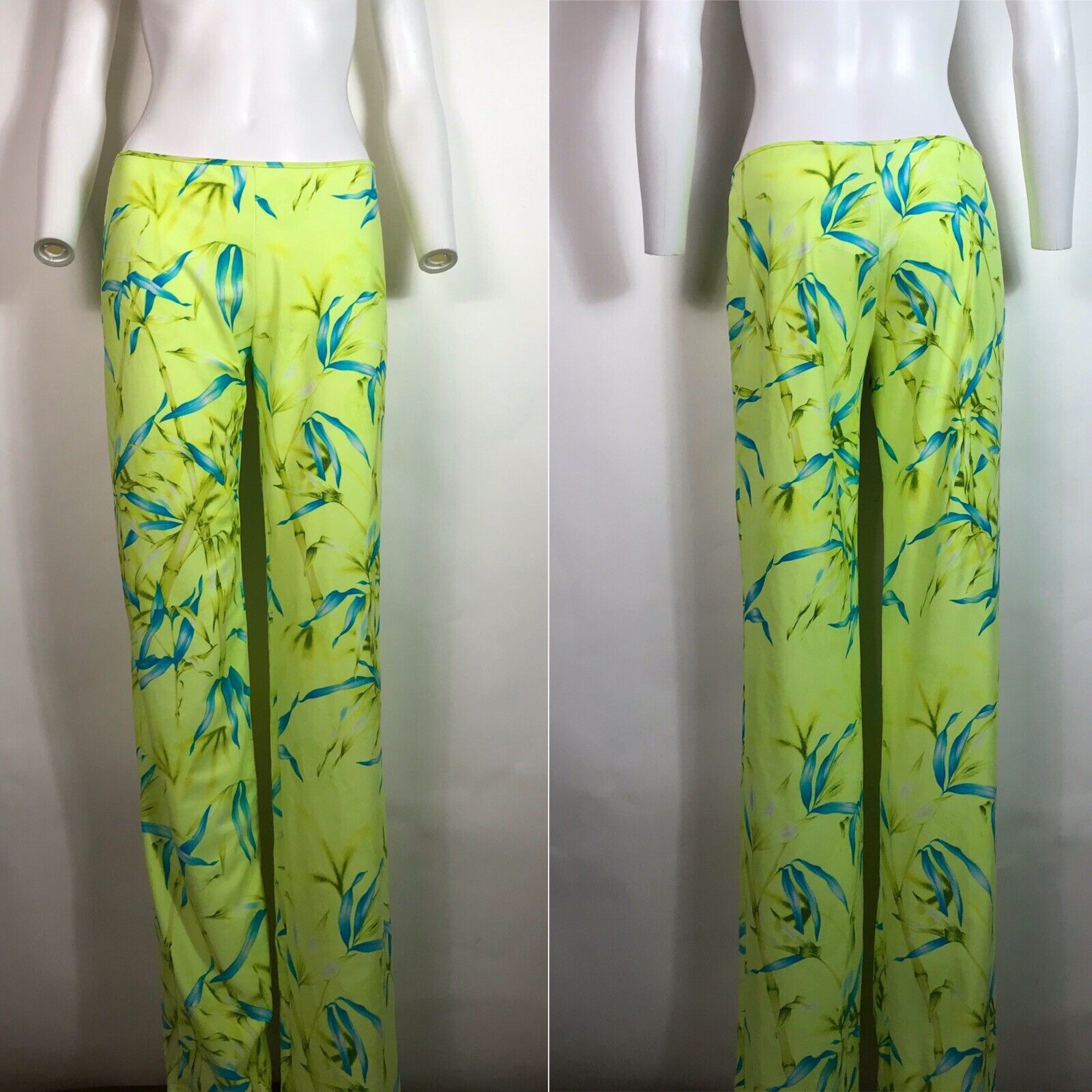 Rare Vtg Gianni Versace SS2000 Green Nylon Jungle Palm Print Pants L