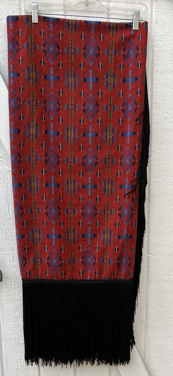 New Pendleton Beaver State Wool Aztec Reversible Fringed Wool Blanket 64X62 BB
