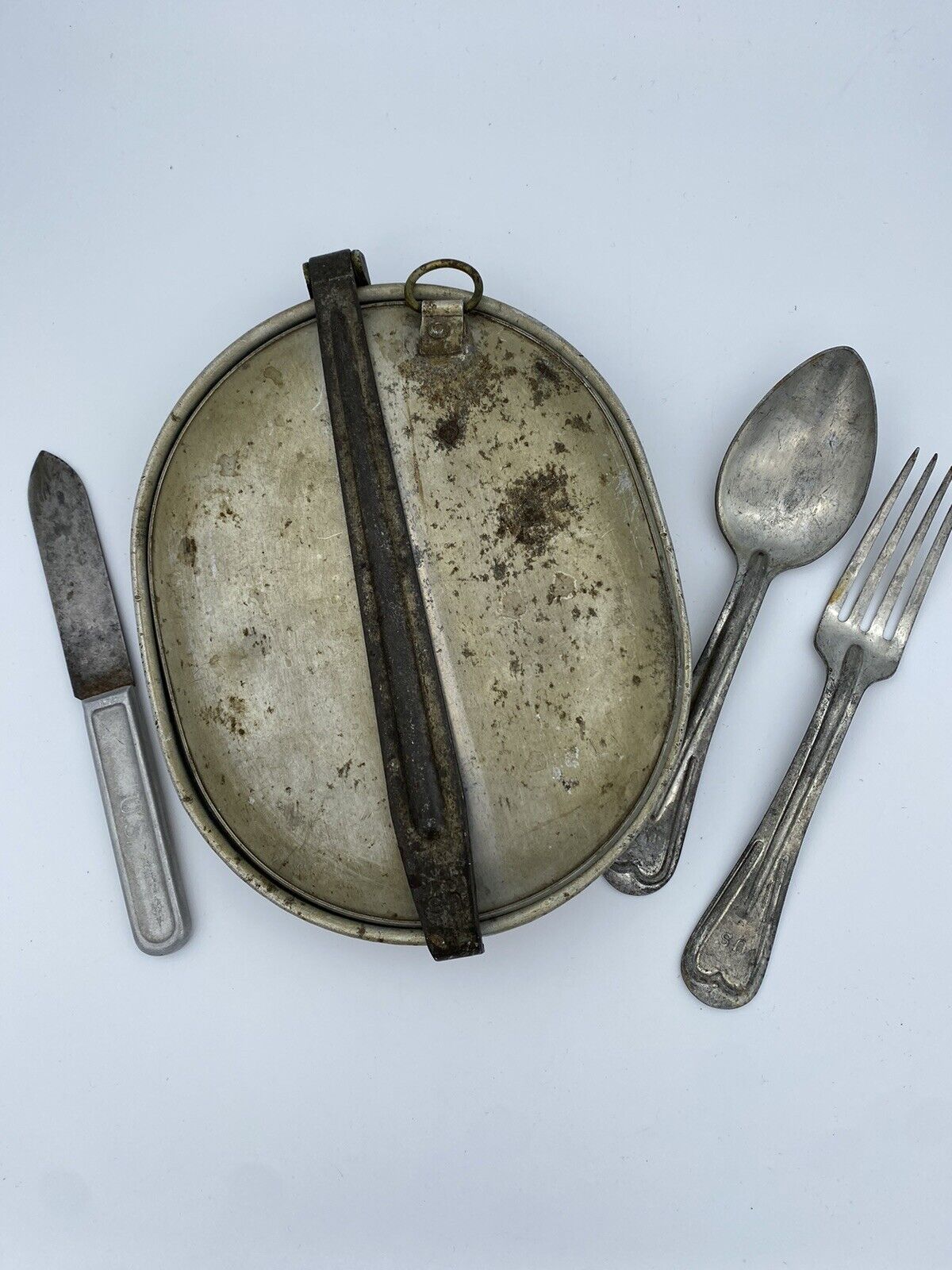 WW1 US Mess Kit Marked TUSA Co 1918 Dated Complete W Fork, Knife Spoon