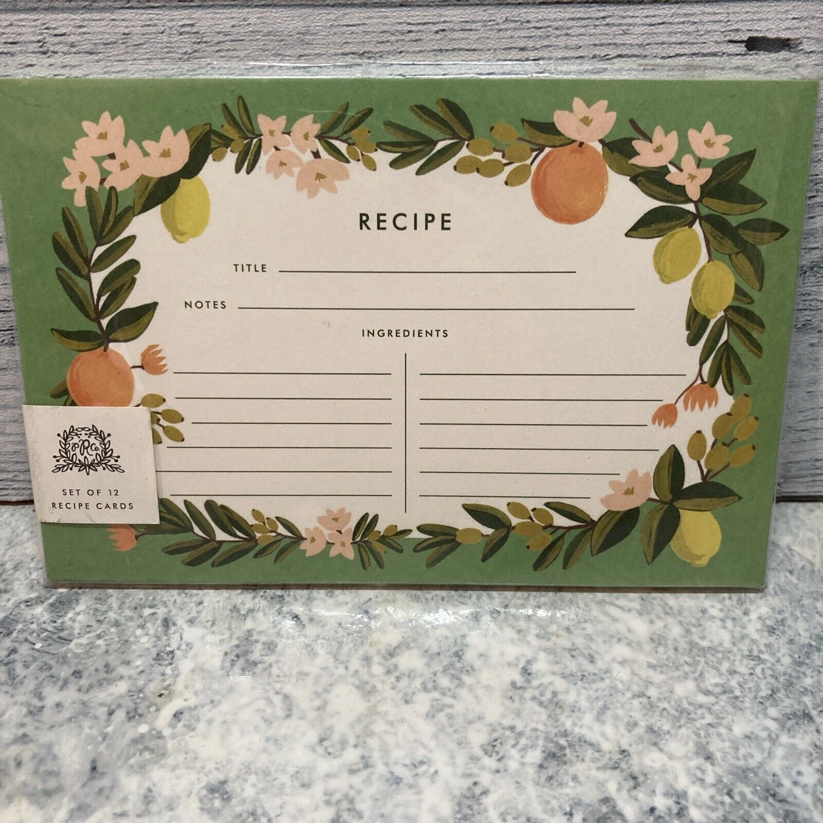 Rifle Paper Co Orange Citrus Floral Recipe Cards Set Of 12