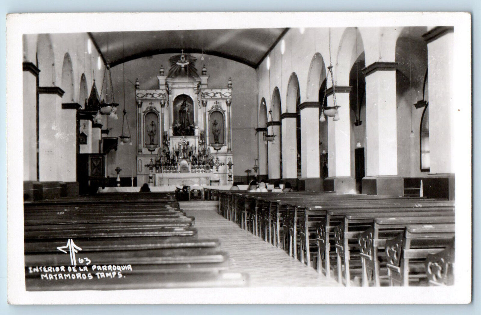 Matamoros Tamaulipas Mexico Postcard Interior De La Parroquia c1920\'s RPPC Photo