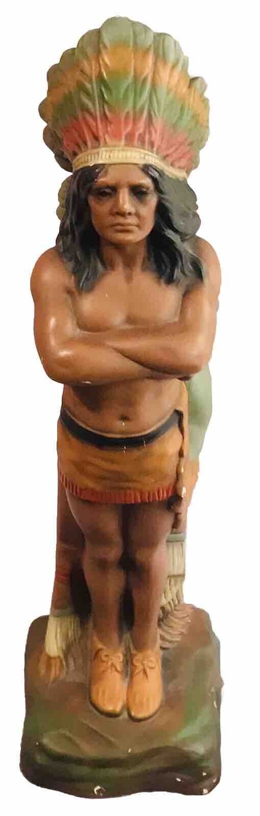 VINTAGE 1960’s NATIVE AMERICAN INDIAN CHIEF PAINTED CERAMIC FIGURE 15”
