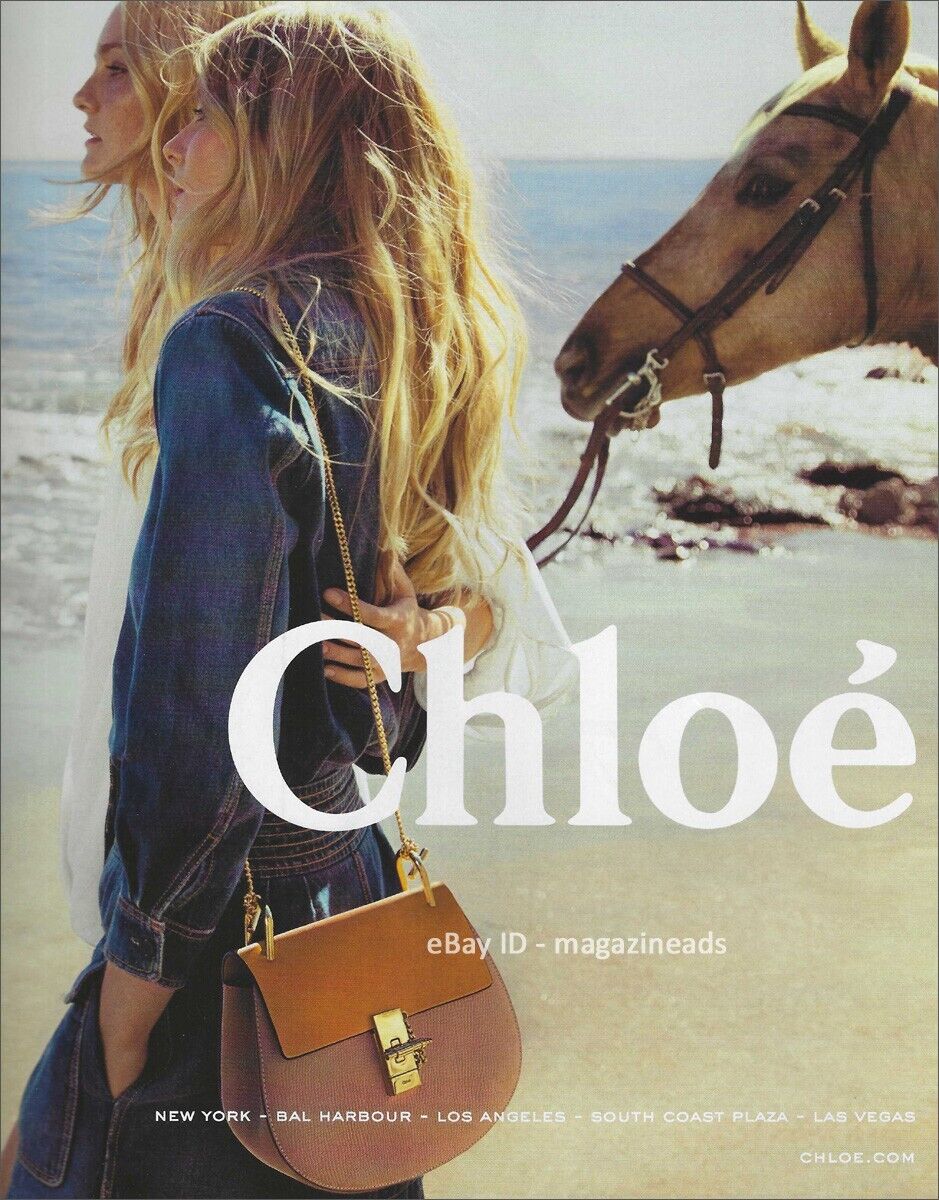CHLOE 1-Page PRINT AD Spring 2015 CAROLINE TRENTINI Eniko Mihalik HORSE on BEACH
