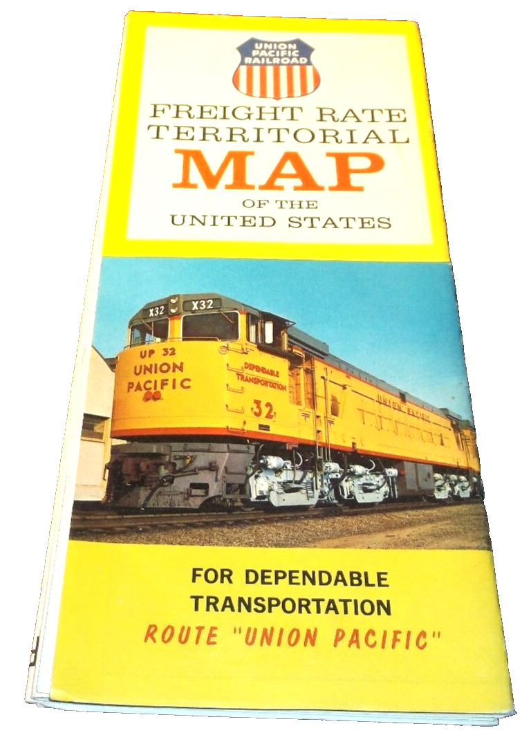 1965 UNION PACIFIC FOLD OUT FREIGHT RATE TERRITORIAL MAP OF THE UNITED STATES