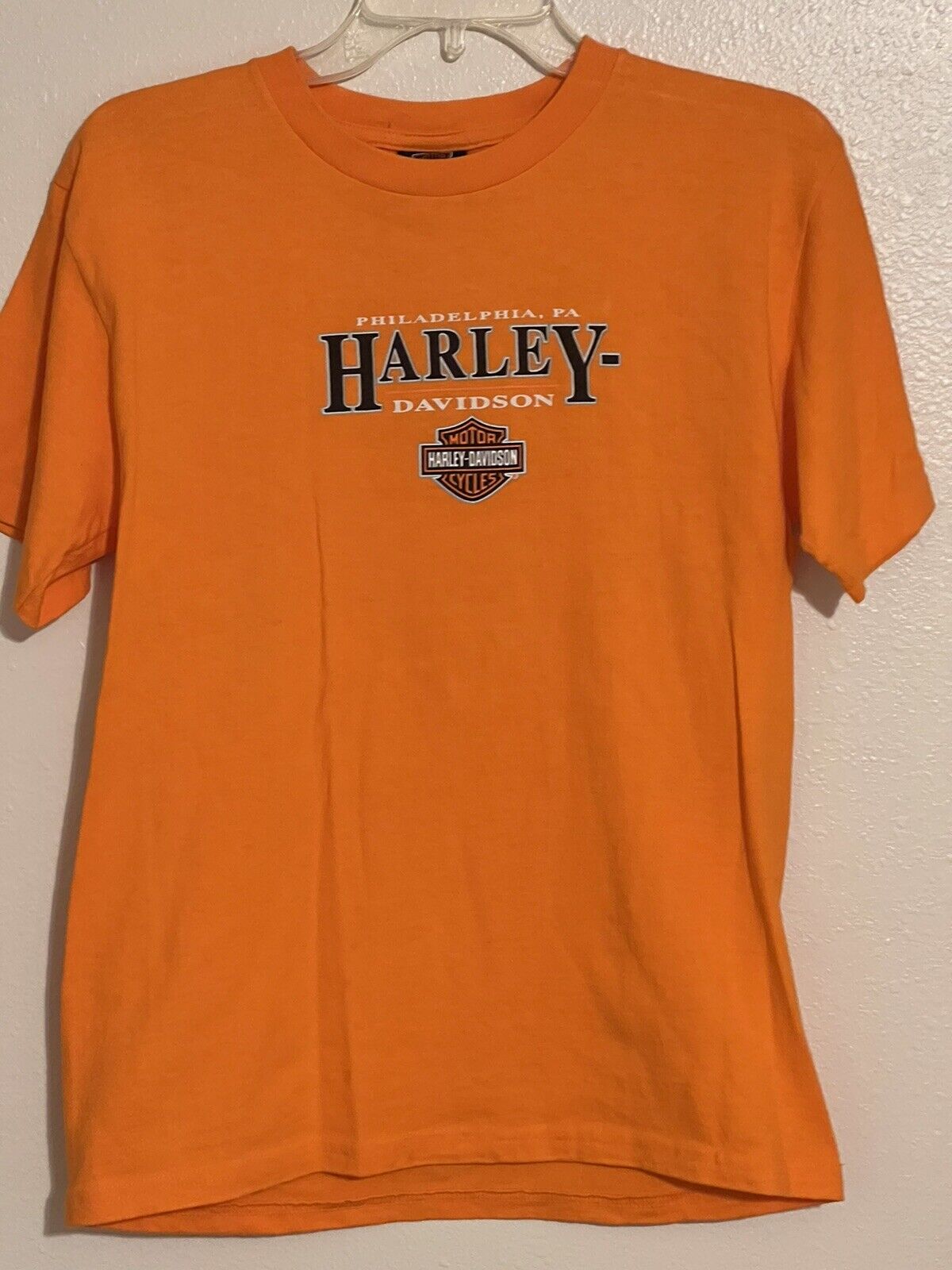 Harley Davidson, Tshirt, Orange, Women’s, Large, Philly, Pa, Preowned