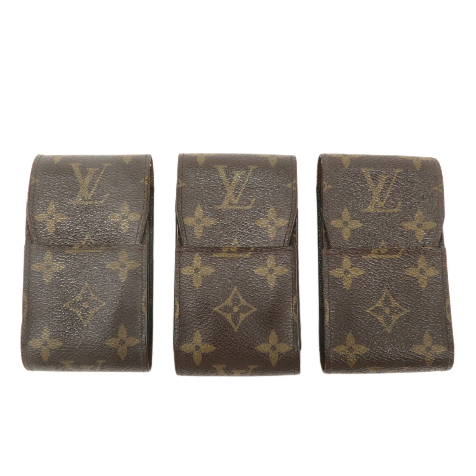 Auth Louis Vuitton Monogram Set of 3 Etui Cigarette Case Brown M63024 Used F/S
