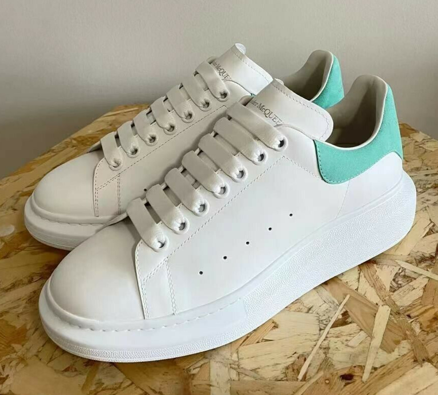 Brand-new Men\'s Alexander McQueen White/Teal Larry Sneakers in US9/UK8/EU42
