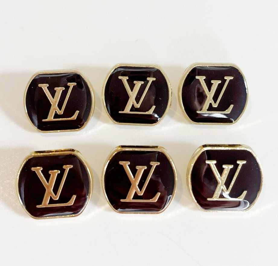 Designer Louis Vuitton LV Black Gold Button Bundle | Set of 6