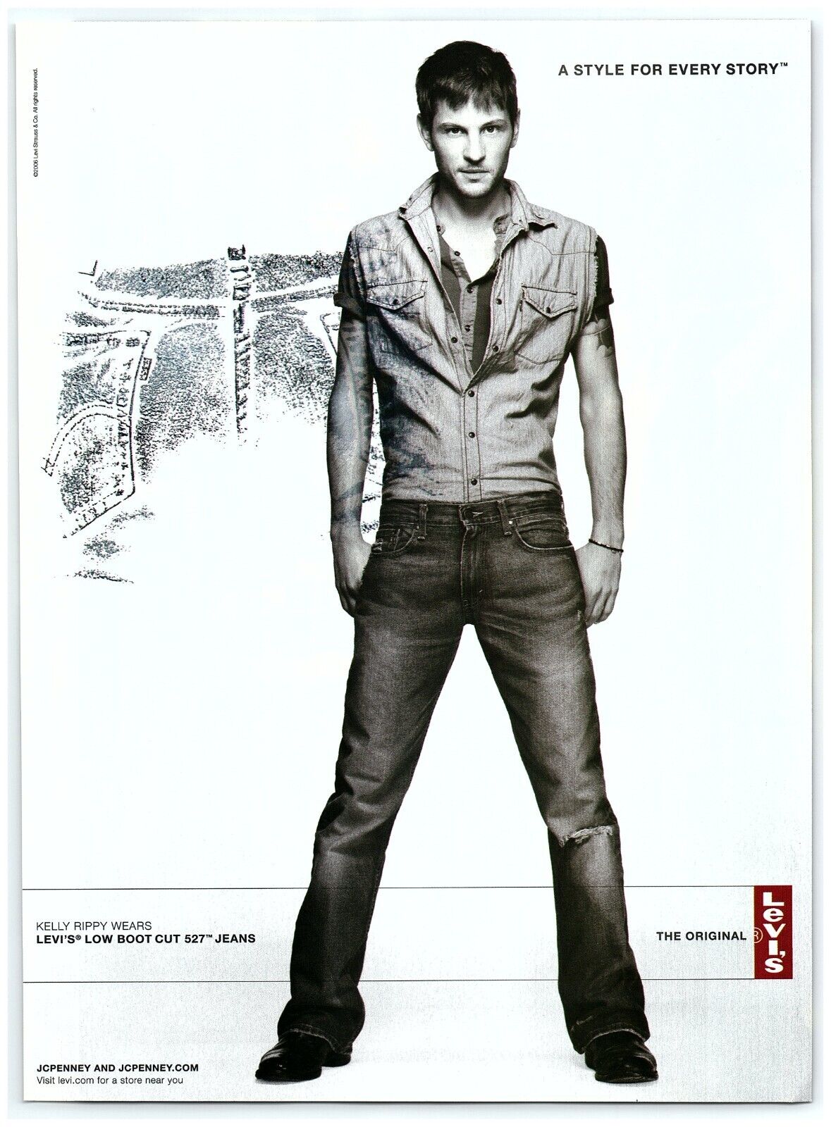 2006 Levi\'s Denim Print Ad, Kelly Rippy Low Boot Cut 527 Jeans Style Every Story