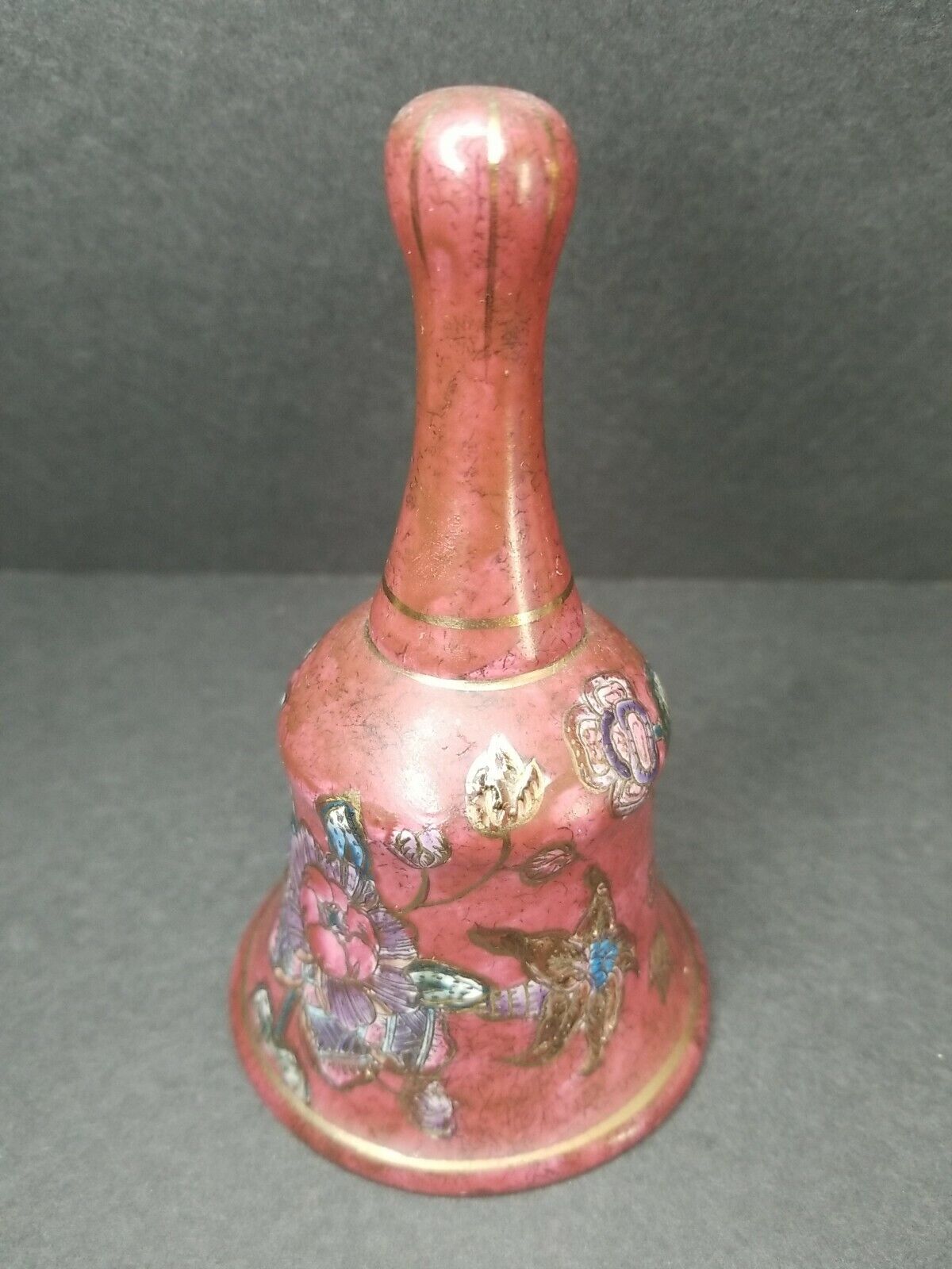 Vintage FENDI Italy Red Hand Dinner Bell Moriage Flowers c.1980\'s