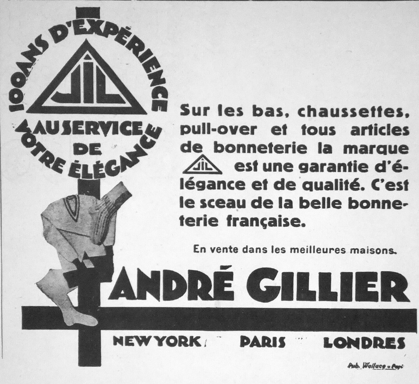 JIL ADVERTISING GUARANTEE OF ELEGANCE ON STOCKINGS - SOCKS - ANDRÉ GILLIER