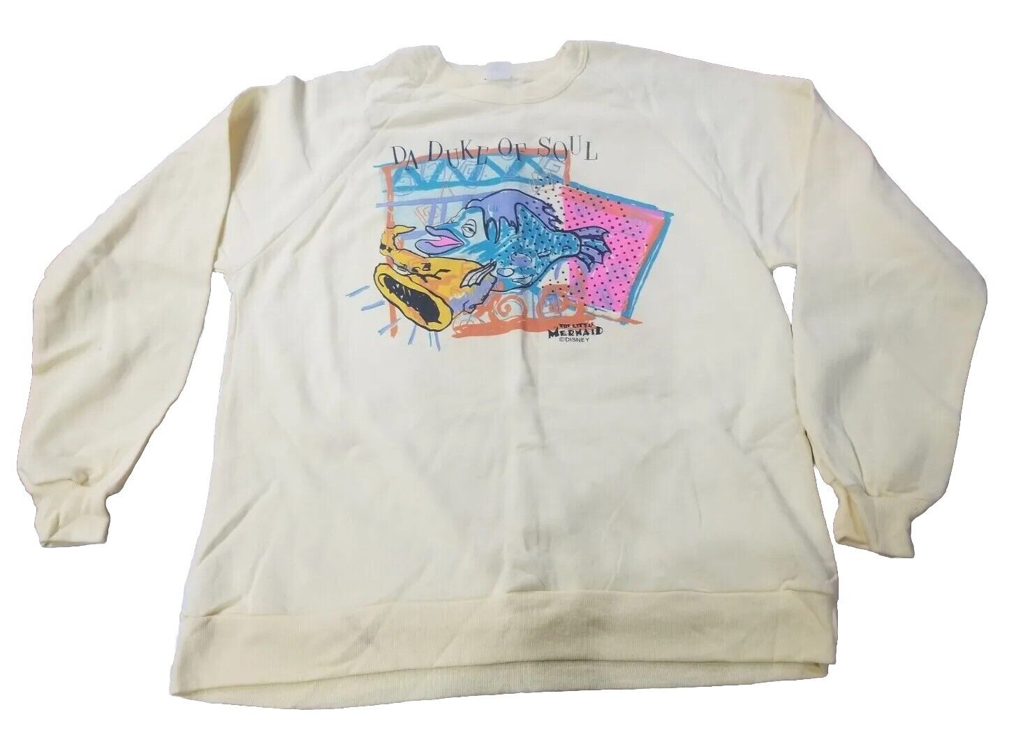 Epic Vintage Little Mermaid Duke Of Soul Sweatshirt  Rare Yellow Large Shirt