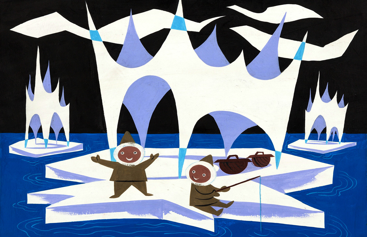 Mary Blair it\'s a small world Concept Arctic Alaska Eskimo Disney Fishing Print
