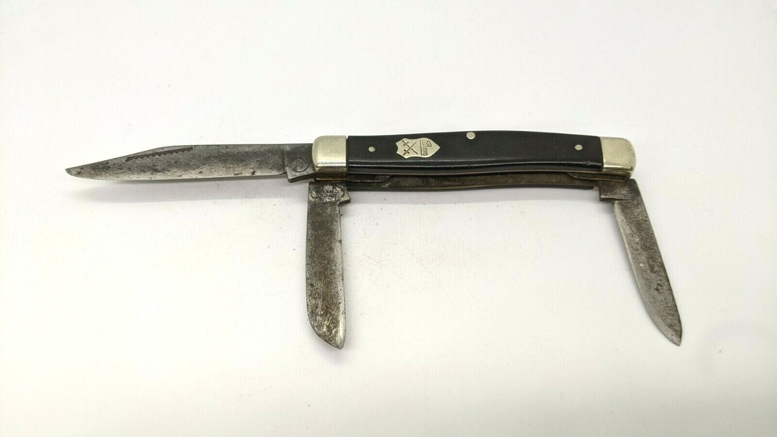 Vintage Buck Creek Solingen Stockman Folding Pocket Knife 3 Pin Micarta Black 