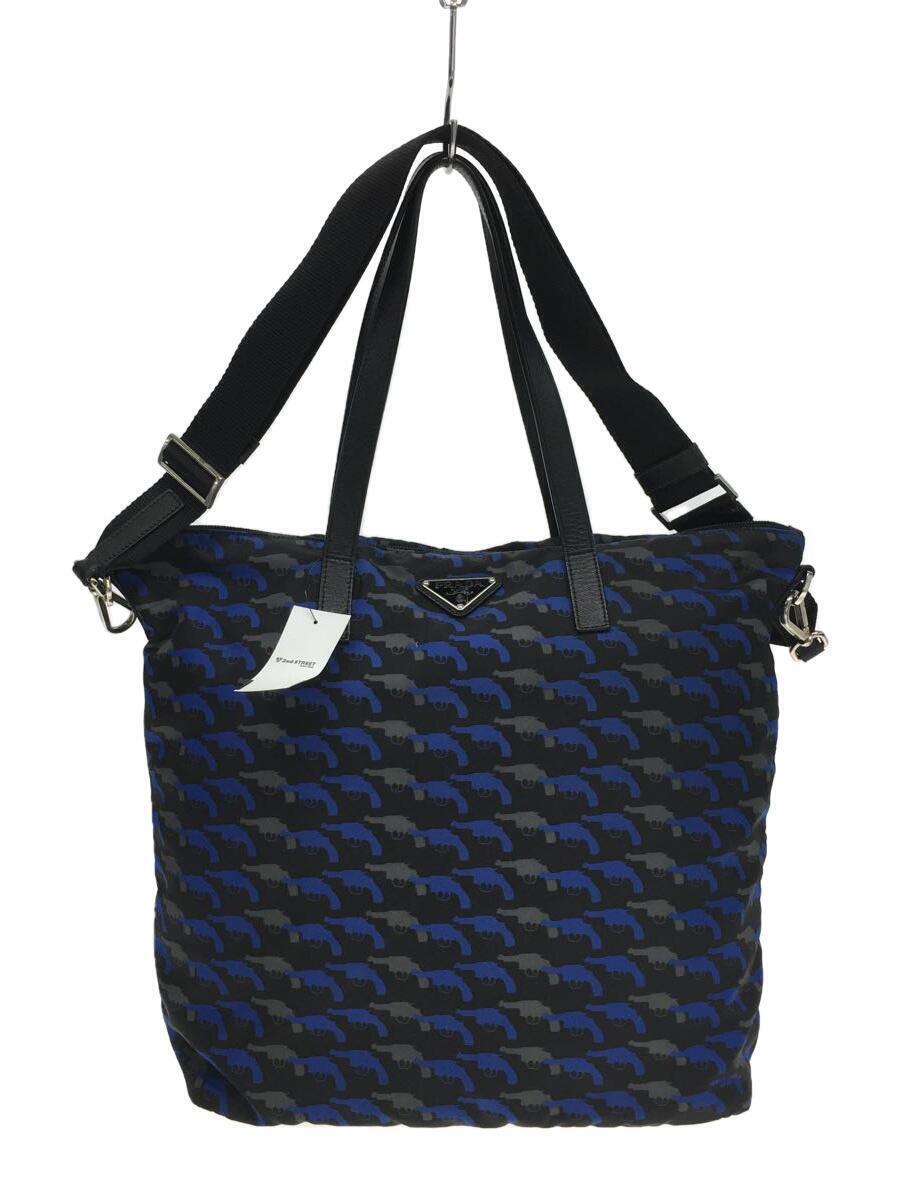 PRADA Women's 2WAYTote Bag Nylon Blue Full Pattern