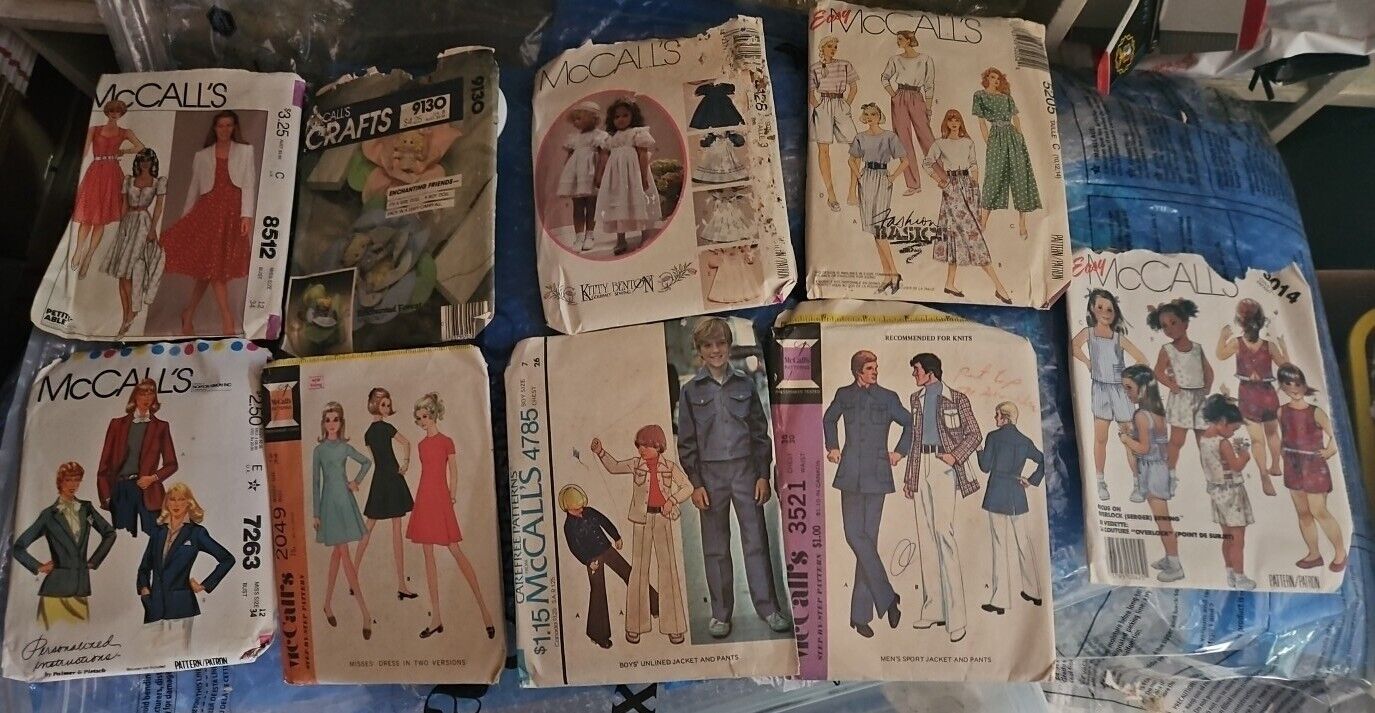 Vintage  McCalls Sewing Patterns Lot Of 9. 1960's, 1970's, 1980's. 8521....