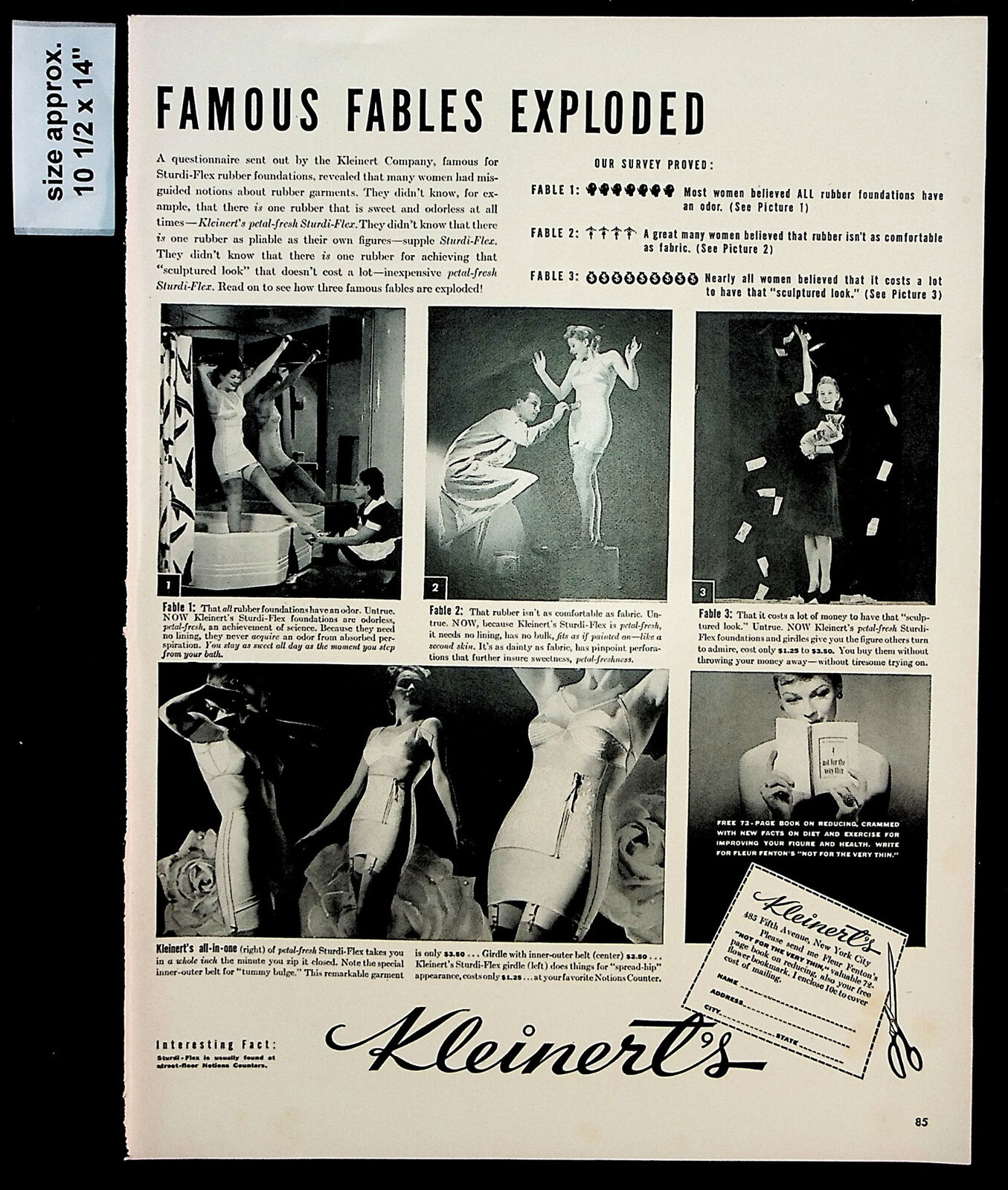 1940 Kleinert\'s Sturdi-Flex Girdle Tummy Bulge Women Bra Vintage Print Ad 36081
