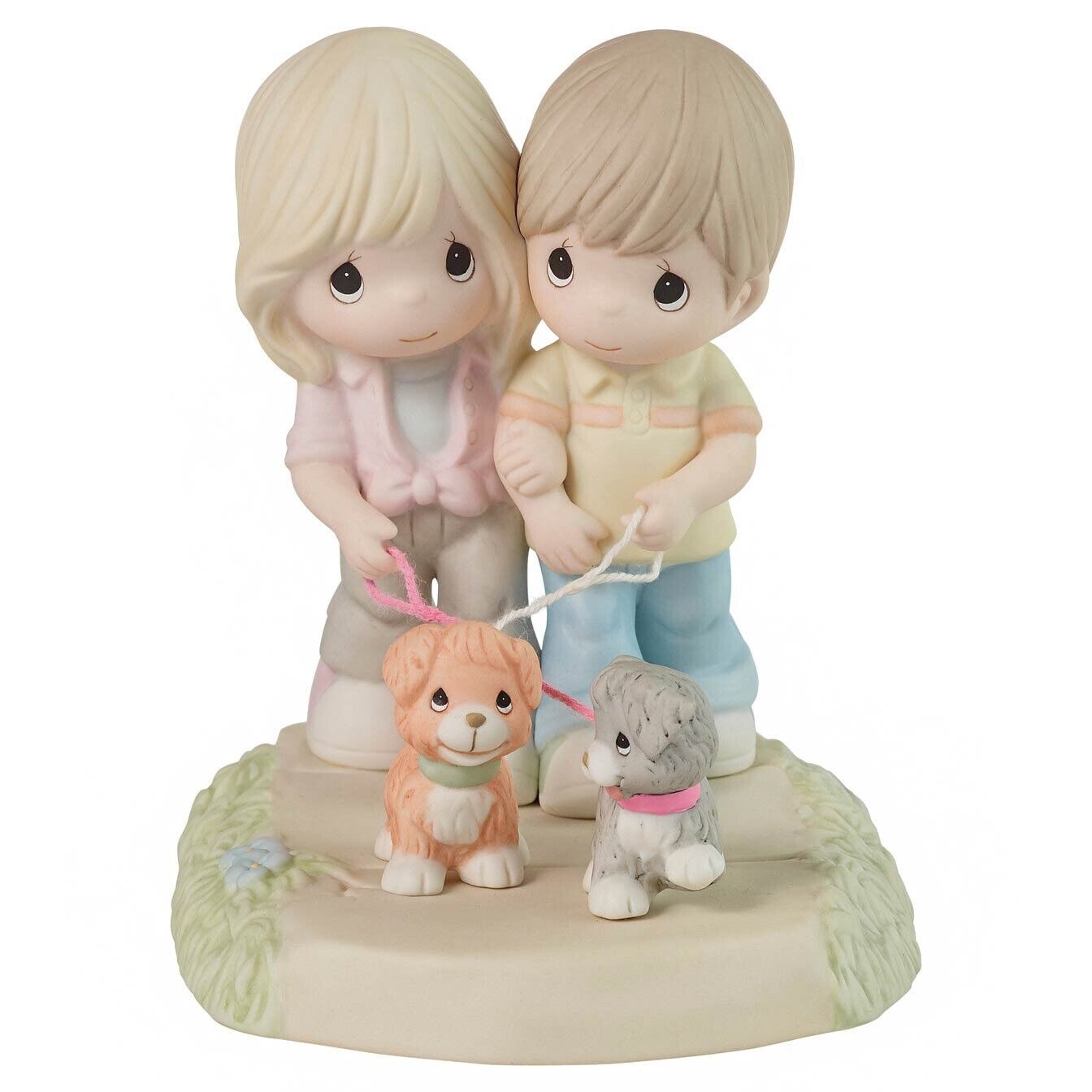 Precious Moments Couple Walking Pet Dogs Figurine I\'ll Never Let You Go 223003