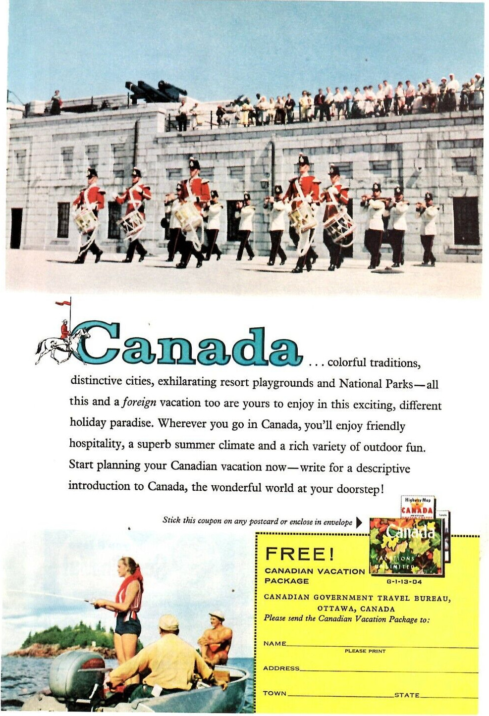 1959 Print Ad Canadian Government Travel Bureau Ottawa Canada Colorful Tradition