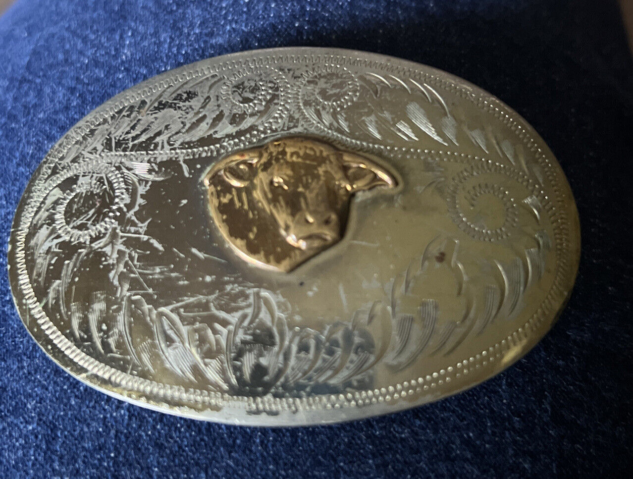 Irvine & Jachens Inc. German Silver Bull Head Buckle Vintage Rare