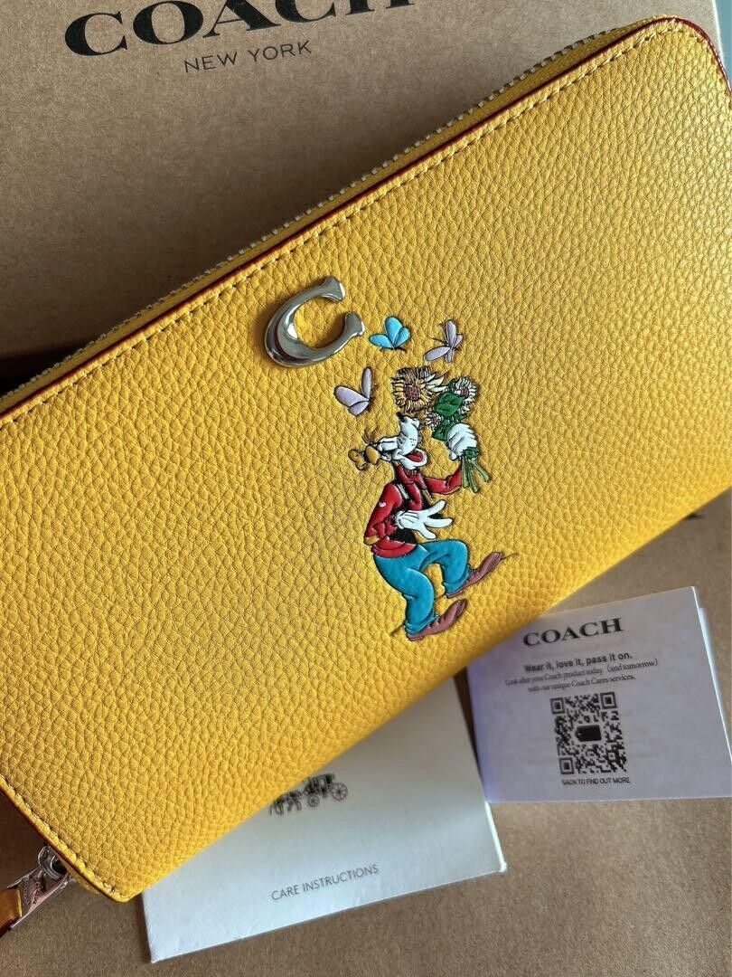 Coach Long Wallet With Accessories Goofy Disney Collaboration Yellow outlet