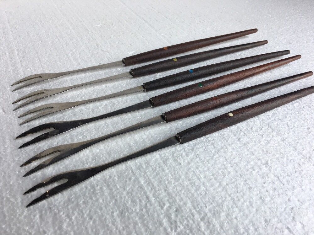 Vintage Fondue Forks Wood Handle 12\