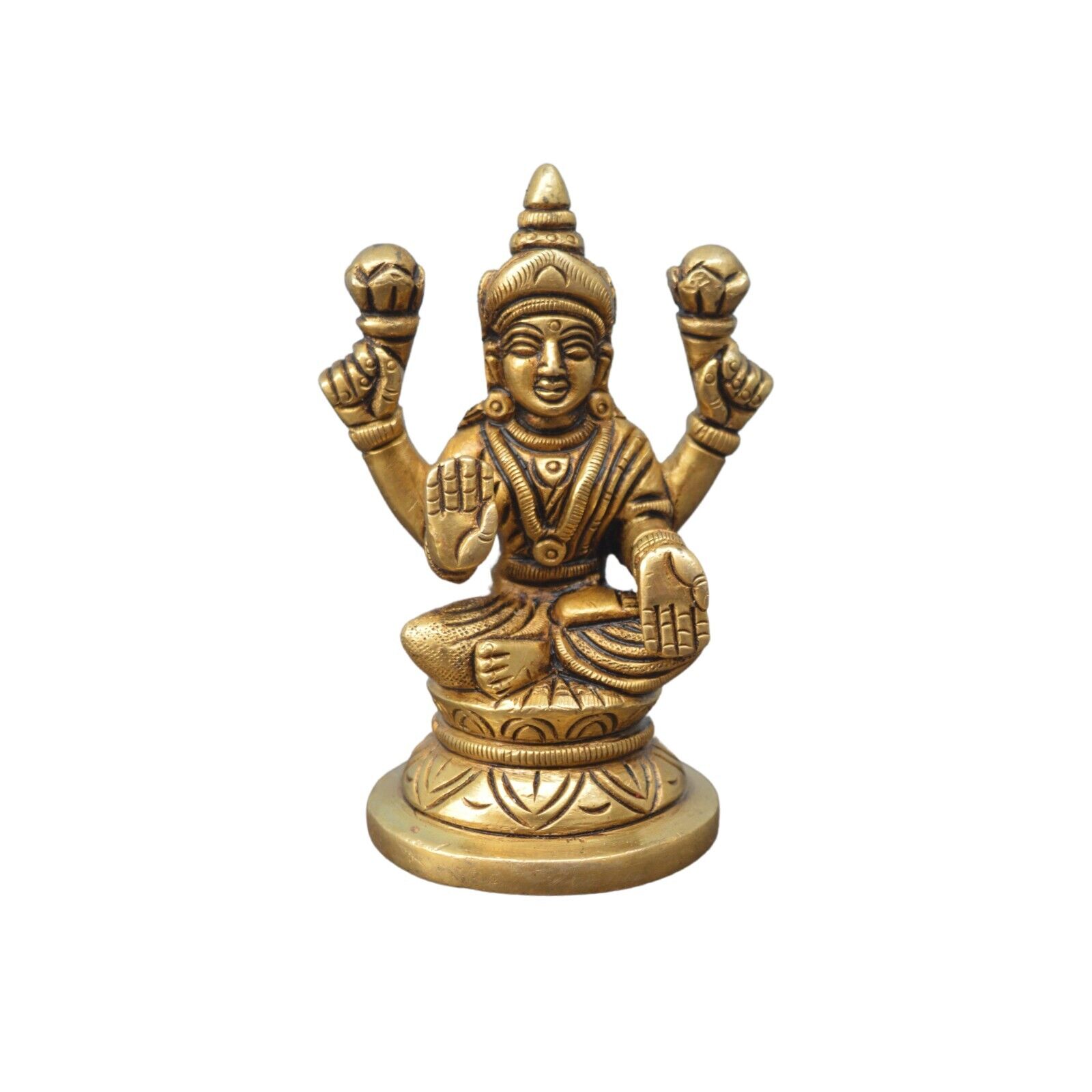 Antique Brass Goddess Laxmi Handicraft Art 5.08 Inch Idol Statue
