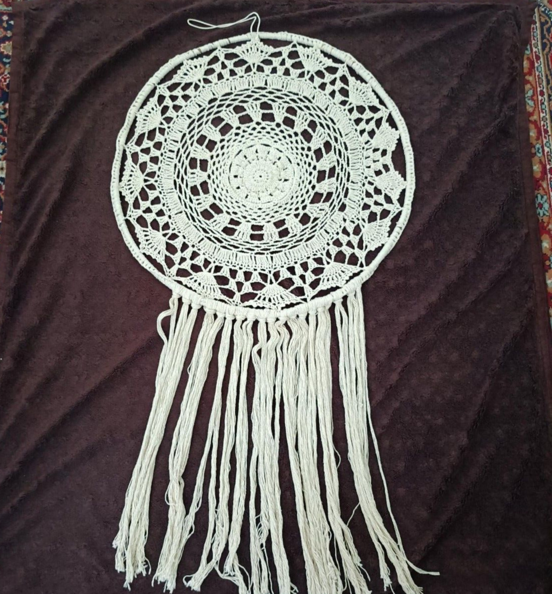 New Handmade Large Dream Catcher Hanging Crochet Boho Wall Decor Tassels Cotton