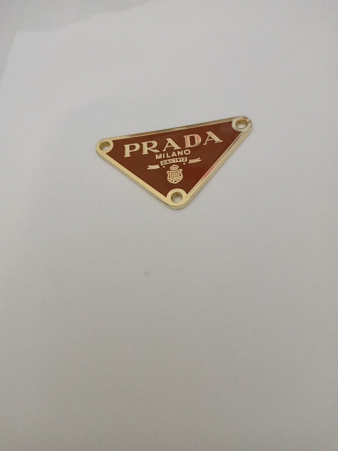 One Brown38mm Prada Logo Triangle with trim  gold tone Button  Zipperpull