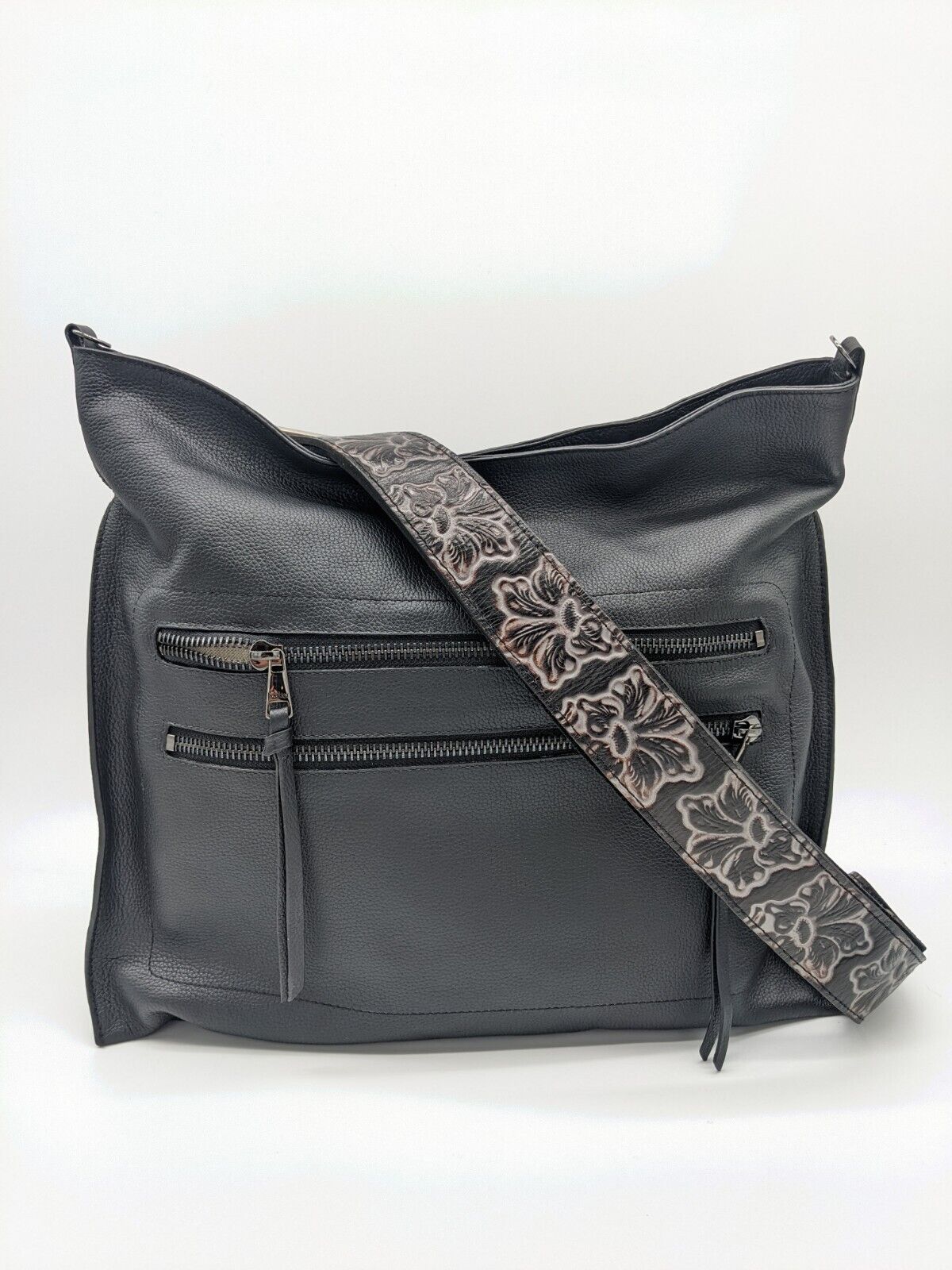 BOTKIER Chelsea leather women\'s Large hobo shoulder crossbody bag purse - BLACK