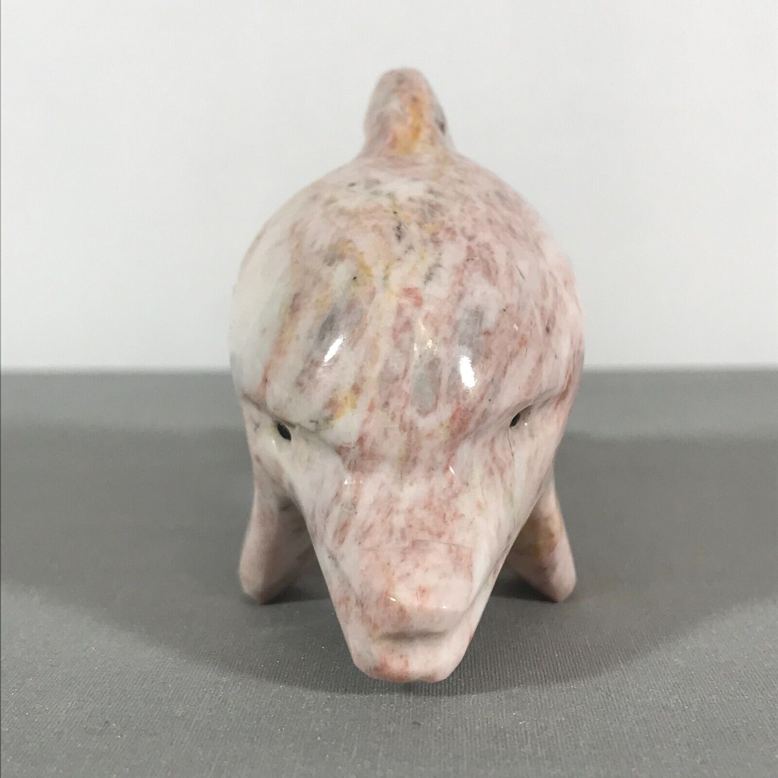 Pink Marble Stone Dolphine Figurine Paperweight 5 1/2 in