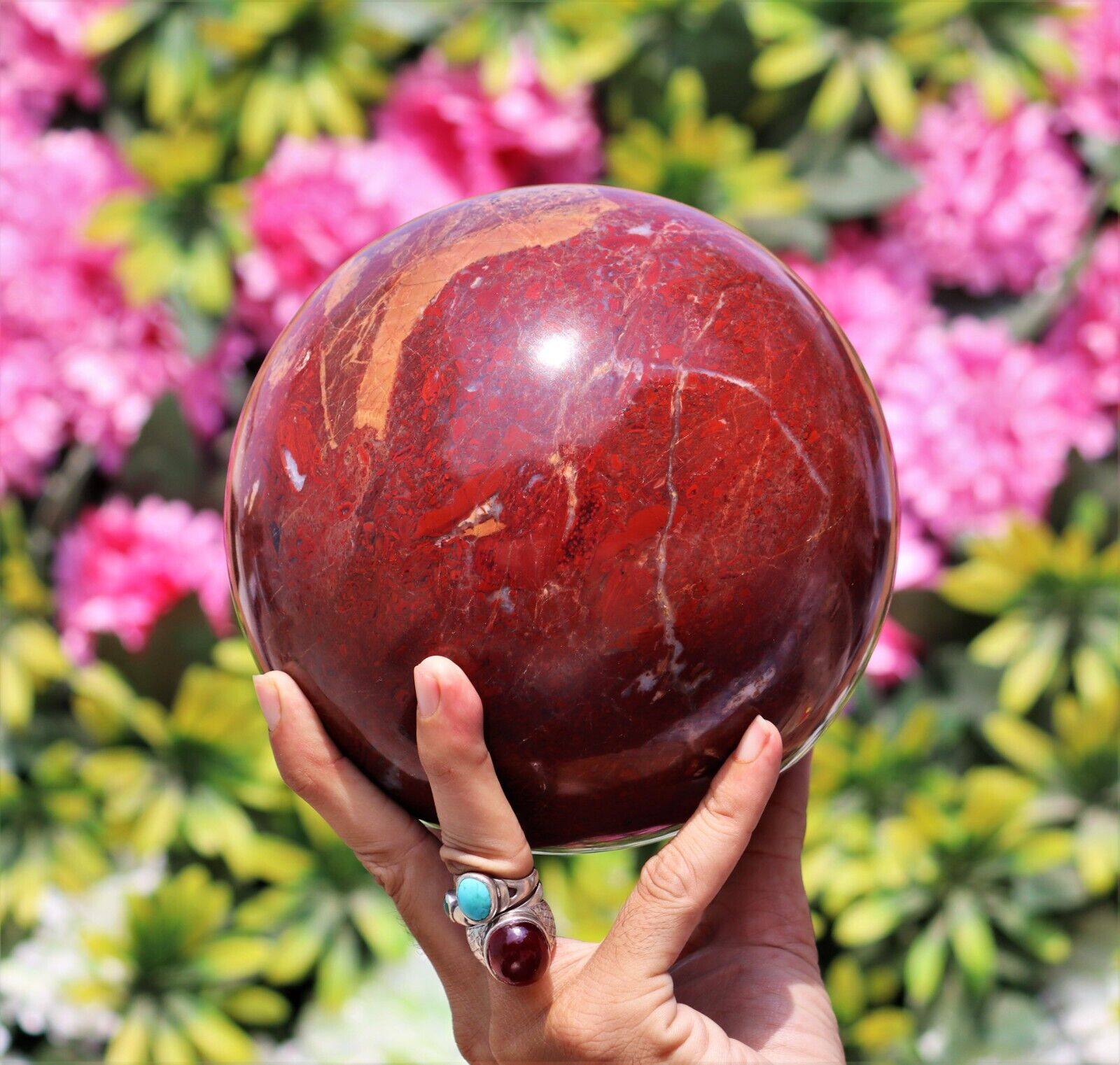 Large 16CM Natural Red Jasper Meditation Spirit Aura Chakra Stone Sphere Ball