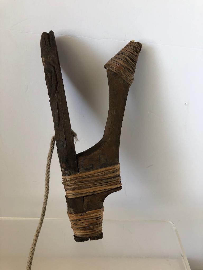 Antique Primitive Authentic Totem Carved Wood Northwest Coast Halibut Hook 11\