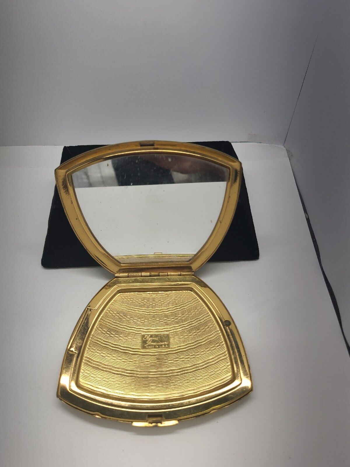 Vintage Elgin American Gold Tone Powder Compact Mirror/ Case
