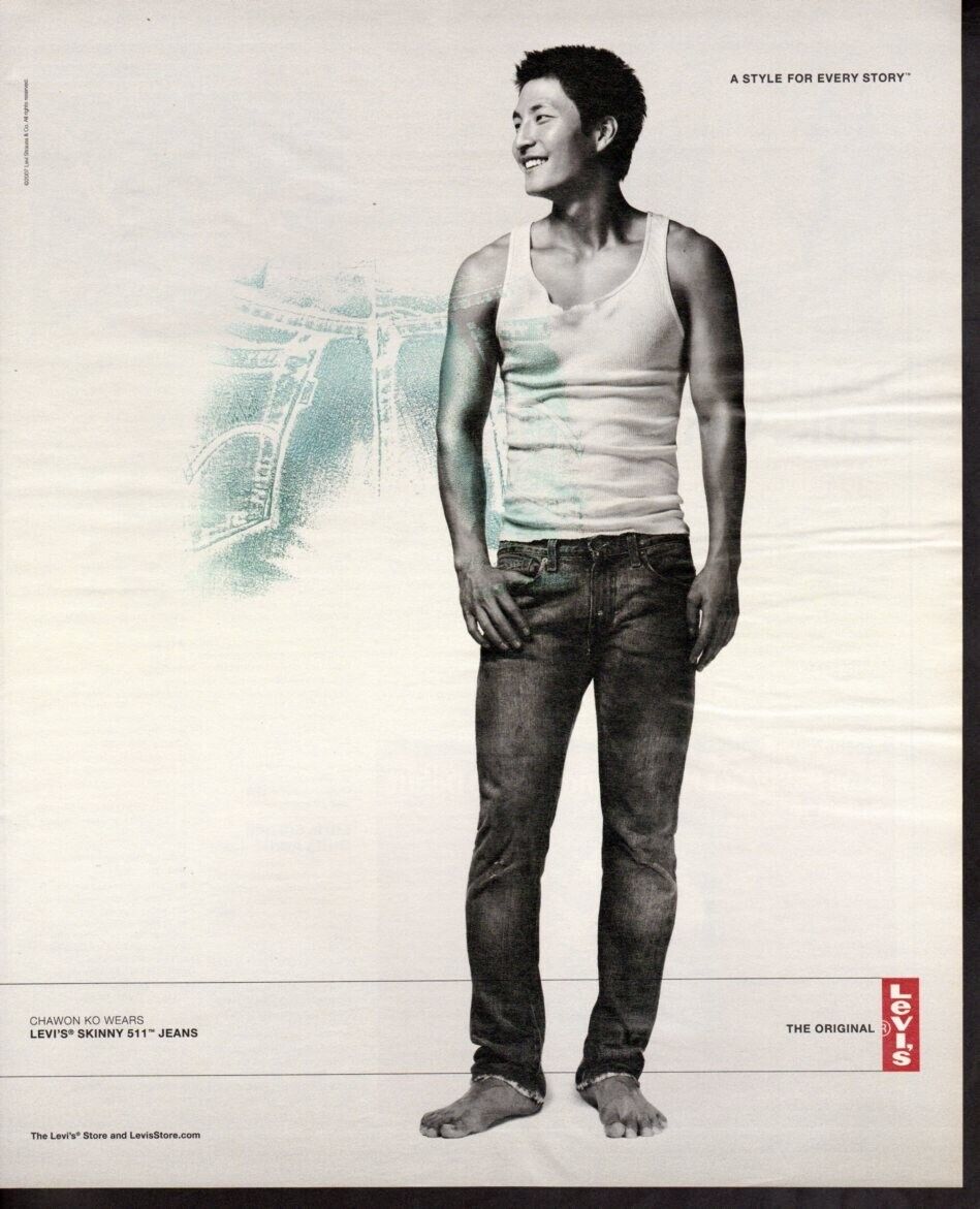 Vintage print ad advertisement Fashion Men Levi\'s Skinny 511 Jeans Chawon Ko 07