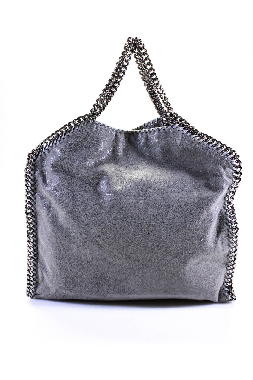 Stella McCartney Womens Leather Chain Link Shoulder Handbag Gray