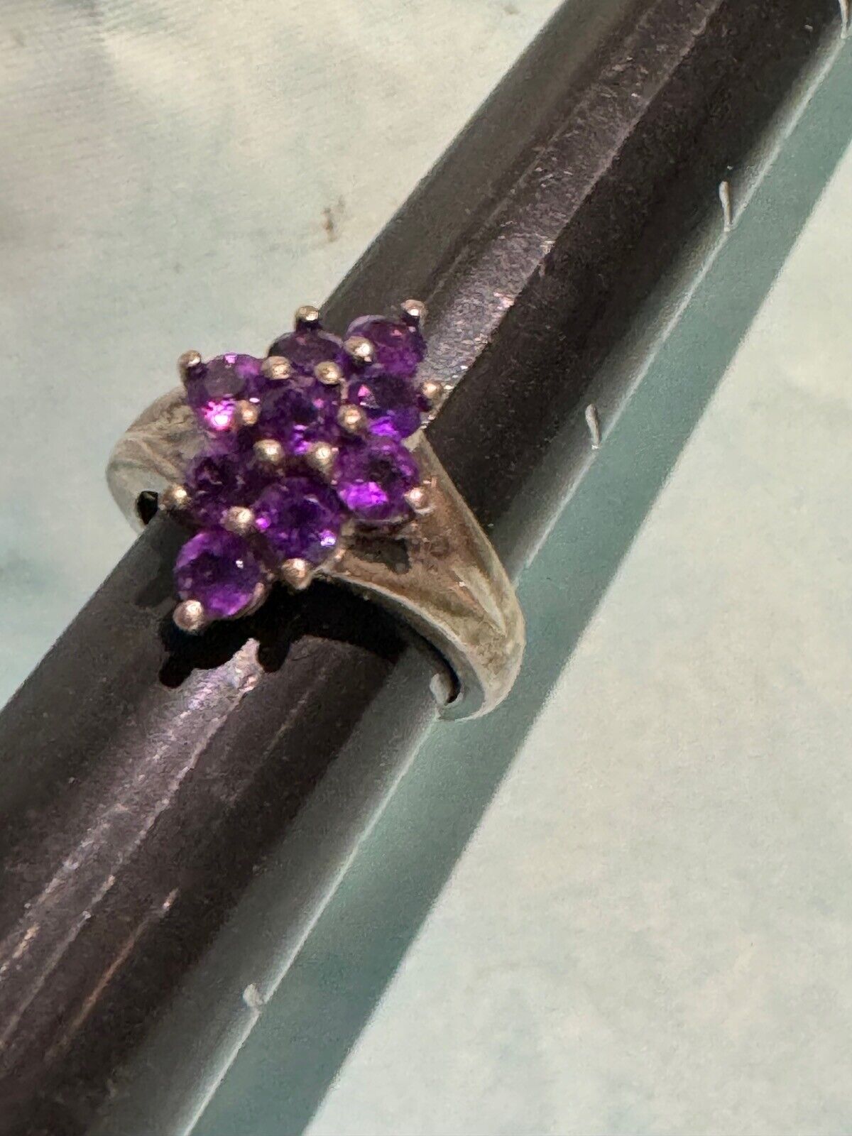 Vintage Woman\'s Sterling Ring With Purple Stones