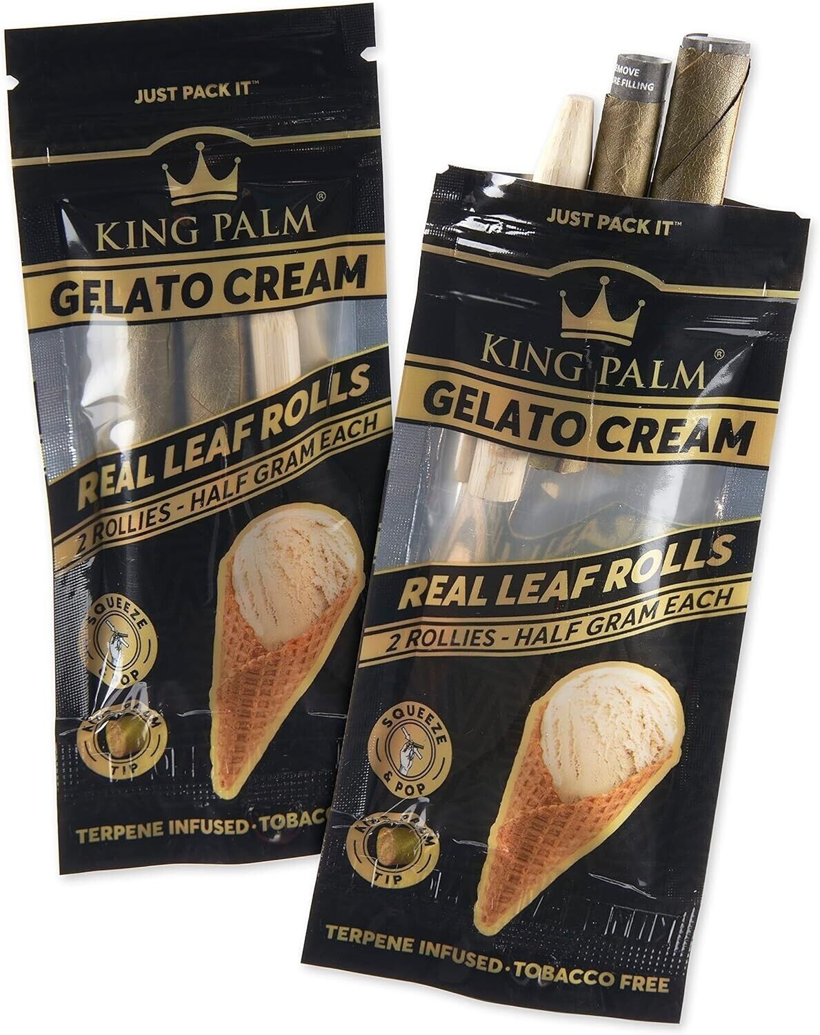 King Palm | Rollie | Gelato Cream | Palm Leaf Rolls | 2 Packs of 2 Each = 4Rolls